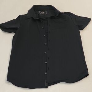 Navy Blue Short Sleeve Button-Up Shirt